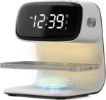 Digital Alarm Clock with Wireless Fast Charging Station 15W Touch Smart Lamp for Bedside,3 Colors Nightlight Adjustment Night Lamp for Living Room,Bedside,Heavy Sleepers (White+Cable&Adapter) - Image 2