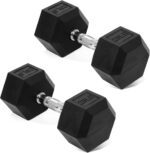 Fitvids Hex Rubber Coated Dumbbells Hand Weights Pairs for Exercises and Fitness and Home Gym, Pairs - Image 2