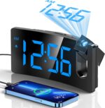GOLOZA Projection Alarm Clock, Digital Clock with 180° Rotatable Projector, 3-Level Brightness Dimmer, Clear LED Display, USB Charger, Progressive Volume, 9mins Snooze,12/24H, for Bedroom - Image 2