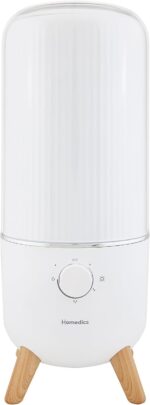 Homedics Ultrasonic Humidifier, Bedrooms and Home Offices, 0.97-Gallon Tank, 45-Hour Runtime, Visible Ultra-Quiet Cool Mist, Aromatherapy, Demineralization Cartridge, Night-Light, Auto-Off, White - Image 2