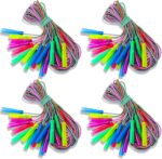 Honoson 100 Pcs Rainbow Jump Rope Bulk Gift for Kids 7.8ft Nylon Stripe Ropes with Handle Adjustable Colorful Party Favor Christmas Item Gift Outdoor Exercise Fitness (Multicolor) - Image 2