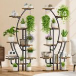 IRONCK Plant Stand Indoor with Grow Lights, 9 Tiered Indoor Plant Shelf, 62" Corner Plant Stands for Indoor Plants, Metal Plant Flower Display Shelves, Moon-Shaped Plant Rack for Home, Patio, Black - Image 2