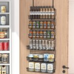 JKsmart 6-Tier Spice Rack Organizer with Door Hook, Wall Mounted & Over the Door Spice Racks for Kitchen Pantry Door Cabinet, Two Size, Large Capacity, Black - Image 2
