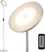JOOFO Floor Lamp,30W/2400LM Sky LED Modern Torchiere 3 Color Temperatures Super Bright Floor Lamps-Tall Standing Pole Light with Remote & Touch Control for Living Room,Bed Room,Office（Platinum Silver） - Image 2