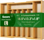 Kitsure Silverware Organizer - Expandable Bamboo Kitchen Drawer Organizer for Cooking Utensils and Cutlery, Sturdy & Thickened Kitchen Organizers and Storage Solution, 18.5"×13.3"×1.8" - Image 2
