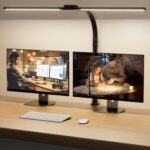 LED Desk Lamp for Home Office - Eye-Caring Computer Desk Light with Clamp, Rotatable Computer Lighting with Color Changing, Dimmable Monitor Table Lamp with Gooseneck, Double Head, Black - Image 2