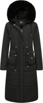 MOERDENG Women's Long Winter Puffer Coat Waterproof Warm Maxi Down Jacket Faux Fur Removable Hood Parka - Image 2