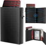 Mens Wallet Card Holder - Smart Wallet for Men, Pop Up Card Case, Top Grain Leather, RFID Blocking, Slim, Minimalist, Ultra Thin, Front Pocket, 9-14 Card Capacity | ID Window | Cash Slot (Black) - Image 2