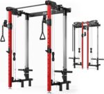 Mikolo Folding Squat Rack, Wall Mounted Power Rack with Cable Crossover Machine & LAT Pull Down, Functional Trainer with 5 Adjustable Function Modes, for Home Gym and Space Saving - Image 2