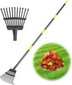 Rake for Leaves, Small Leaf Rake for Garden, 70-inch Adjustable Metal Rakes-Tool with 11 Steel Tines for Gardening, Yard, Shrub, Flower Beds, Lawns - Image 2