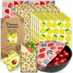 Reusable Beeswax Wrap - 9 Pack Eco-Friendly Beeswax Wraps For Food, Organic, Sustainable, Biodegradable, Zero Waste, Plastic-Free Food Storage, 1L Strawberry, 3M Orange, 5S Lemon Patterns - Image 2