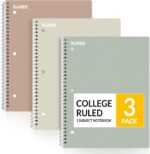 SUNEE Spiral Notebooks, 3 Pack, 1-Subject, College Ruled Paper, 8" x 10-1/2", 70 Sheets per Notebook, Assorted Aesthetic Colors Spiral Notebooks for School - Image 2