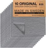 SUPERSCANDI 10 Pack Swedish Dishcloths for Kitchen - 100% Biodegradable & Compostable Reusable Paper Towels Washable, Food-Safe & Without Plastic - Dish Rags Suitable for Any Surface, Grey - Image 2