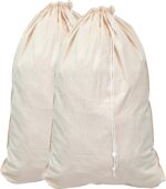 Simple Houseware Extra Large Natural Cotton Laundry Bag, Beige (28" x 36") - 2 Pack - Image 2