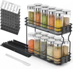 SpaceAid Pull Out Spice Rack Organizer for Cabinet, Heavy Duty Slide Out Seasoning Kitchen Organizer, Cabinet Organizer, with Labels, 4.5" W x10.75 D x8.5 H, 1 Drawer 2-Tier - Image 2