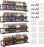 Spice Rack Wall Mounted 4 Tier – Space-Saving Kitchen Spice Organizer for Seasonings – Screw or Adhesive Hanging – Wall Mount Hanging Spice Rack for Wall, Cabinet, Pantry Door – Black - Image 2