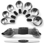 Spring Chef Magnetic Measuring Cups & Spoons Set, Patented, Strong N45 Magnets, Heavy Duty Stainless Steel Fits in Spice Jars for Baking & Cooking, BPA Free, Round Set of 15 with Leveler, Black - Image 2
