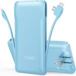 TG90° 10000mAh Power Bank with Built-in AC Wall Plug and Cables, Ultra Slim Phone External Battery Pack Portable Charger Compatible with iPhone and Android Devices - Image 2