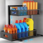 Under Sink Organizer Pull Out Cabinet Organizer Adjustable Height 2 Tier with Sliding Drawers Kitchen Bathroom Organizer and Storage(1pc) - Image 2