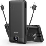 VEGER Portable Charger for iPhone Built in Cables and Wall Plug, 10000mah Slim Fast Charging USB C Power Bank, Travel Essential Battery Pack Compatible with iPhones, iPad, Samsung More Devices(Black) - Image 2