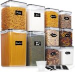 Vtopmart 10 PCS Flour and Sugar Storage Container, Large Airtight Food Canisters with Lids for Kitchen, Pantry Organization, BPA Free, Black - Image 2