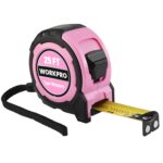 WORKPRO 25FT Pink Tape Measure, 1/8 Fractions Easy Read Measuring Tape, Retractable Nylon Coating Measurement Tape Accuracy 1/32, Magnetic Hook, Belt Clip, Rubber Protective Casing - Pink Ribbon - Image 2