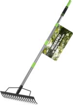 WORKPRO 65 Inch Bow Rake, 17 Tines Metal Head Rakes with High Strength Handle, Heavy Duty Garden Rake with Adjustable Handle for for Loosening Soil, Gathering Leaf, Leveling Lawn, Farming Land - Image 2