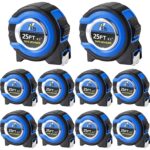 Youyole 10 Pack Tape Measure with Fractions 1/8 Steel Measuring Tape Retractable Easy Read Measurement Ruler Steel Power Blade (25 ft X 1 in,Blue) - Image 2
