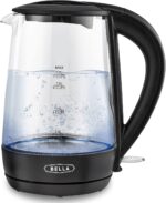 bella 1.7 Liter Glass Electric Kettle, Quickly Boil 7 Cups of Water in 6-7 Minutes, Soft Blue LED Lights Illuminate While Boiling, Cordless Portable Water Heater, Carefree Auto Shut-Off, Black - Image 2